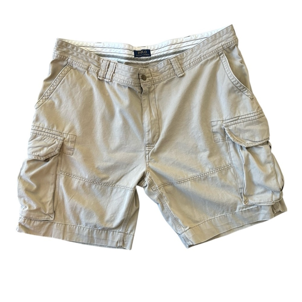 Polo Ralph Lauren Classic Chino Khaki Cargo Shorts Sz 46 100% Cotton Casual